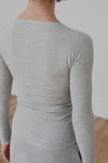 BASERANGE Ribbed cotton long-sleeve top TTPAL-RB-000 GREY MELANGE